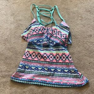 Authentic Y2K Aztec printed juniors tankini